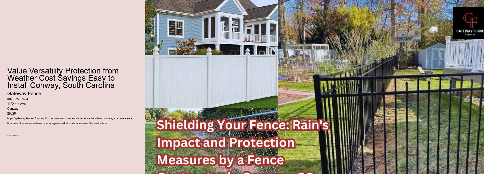 Value Versatility Protection from Weather Cost Savings Easy to Install Conway, South Carolina